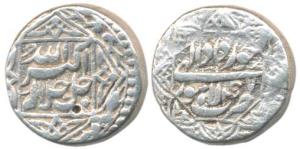 Akbar, Silver Rupee, 11.23g, Lahore Mint, ornamental border, Illahi type, Month Khurdad, Y