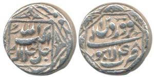 Akbar, Silver Rupee, 11.30g, Lahore Mint, ornamental border, Illahi type, Month Farwardin,