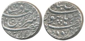 Jahangir, Silver Heavy Rupee, 13.93 g, 20% over weight, Burhanpur Mint, Din Panah couplet.