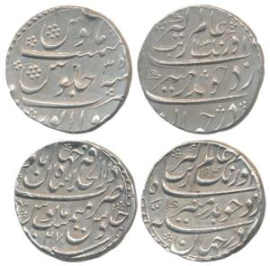 Aurangzeb, Silver Rupee (2), 11.22g, Dar ul-Khilafat Shahjahanabad Mint, AH 1094/27; Solap