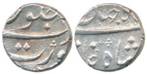 Shah Jahan III (AH 1173-1174, 1759-1760 AD), Silver ½ Rupee, 5.68g, Surat Mint, near compl