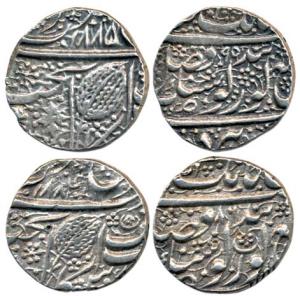 Amritsar Mint, Silver Rupee (2), Gobindshahi couplet, VS 1882/86 and 1885/95, (KM 21.2). E