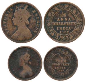 Copper ¼ and ½ Pice, Calcutta Mint, with the name of Victoria, 1887. Fine, Scarce. (2)