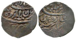 Girvan Yuddha (1806-1813 AD), Silver Timasha, 2.16g, Srinagar Mint, in the name of Muhamma