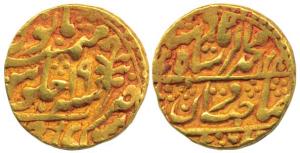 Mughal Issue, Gold Mohur, 10.8g, Sawai Jaipur Mint, in the name of Muhammad Akbar II, AH 1
