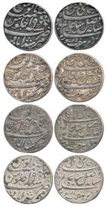 Murshidabad Mint, Silver Rupee (3), in the name of Shah Alam II, frozen RY 19, oblique mil
