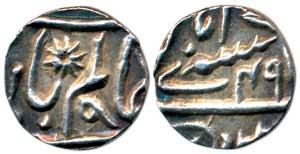 Muhammadabad Banaras Mint, Silver 1/8 Rupee, 1.41g, in the name of Shah Alam II, RY 49 (KM