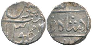 Jambusar Mint, Silver Rupee, 11.54g, in the name of Shah Alam II, a spear as mint mark on 
