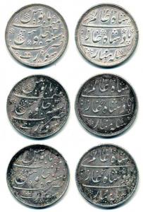 Surat Mint, Silver Rupee (3), in the name of Shah Alam II, AH 1215/46, Plain edge, (KM 221