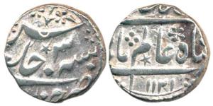 Chinapattan Mint, Silver Rupee, 11.44g, in the name of Shah Alam Bahadur, AH 1121/3, star 