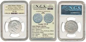 William IV, Silver Rupee, 1835, Calcutta Mint, RS incused, B / II / 20 Berries, (Prid 32).