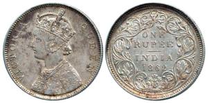 Victoria Queen, Silver Rupee, 1862, Bombay Mint, B / II / 0 / 3. Very Fine, Scarce.