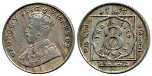 George V, Cupro-Nickel 8 Annas, 1919, Bombay Mint. Very Fine, Scarce.