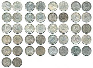 George V, Silver ½ Rupee (21), complete set of different dates except 1911. Fine+ to Extre