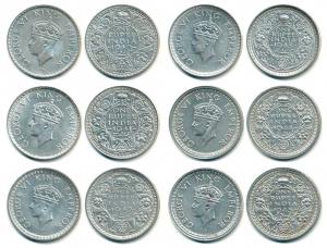 George VI, Half Silver Rupee (6), all different dates 1940 to 1945, Bombay Mint. Very Fine