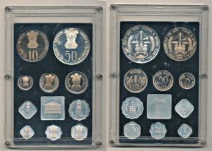 1976 Proof Set, Work For All, set of 10, 1 Paisa to Rupees 50. In immaculate condition, wi
