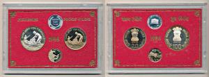 1986 Proof Set, Fisheries, set of 3, 50 Paisa to Rupees 100. In immaculate condition, with