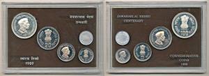 1989 Proof Set, Jawaharlal Nehru Centenary, set of 4, Rupee 1 to 100. In near immaculate c