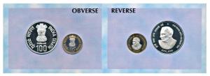 2009 Proof Set, Homi Bhabha Birth Centenary Year, set of 2, Rupees 10 and 100. In immacula