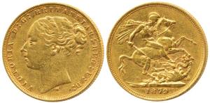 Australia, Victoria, Gold Sovereign, 8g, 1879 M, Melbourne Mint. Very Fine.