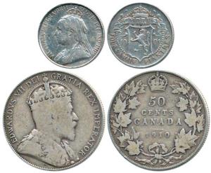 Cyprus, Victoria, Silver 4 ½ Piastres, 1901, crowned arms on rev.; Canada, Edward VII, Sil
