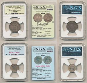 French Indo-China, Silver (2), 20 Cents and 10 Cents, 1899. Light scratches on the first h