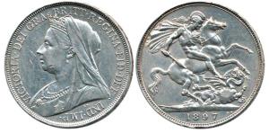 Great Britain, Victoria, Silver Crown, 28.19g, 1897. Very Fine+.
