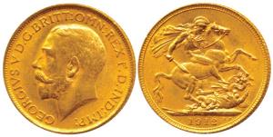 Great Britain, George V, Gold Sovereign, 8g, 1912, (KM 820). Extremely Fine, Scarce.