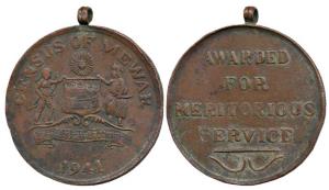 Census of Mewar, Copper, with coat of arms of the state and 1941 on obv., rev. awarded for