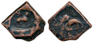 Post-Mauryan, Taxila (local coinage), (c. 185-160 BC), Copper Karshapana Punch-mark with l