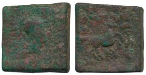Indo-Greek, Menander I (c. 165/155-130 BC), Copper Di-Obol, 41.55 g, bust of the king to r