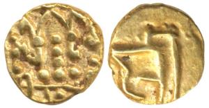 Alupas of Udipi, Udayadityaraya or Gopisvararasa Pandya (c. AD 1088-1332), Gold Fanam, obv