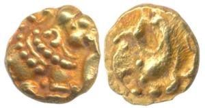 Western Gangas (10th- 11th century AD), Gold Gajapati Fanam, 0.4g, obv. caparisoned elepha