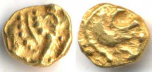 Western Gangas (10th- 11th century AD), Gold Gajapati Fanam, 0.4g, obv caparisoned elephan