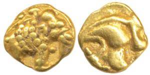 Western Gangas (10th- 11th century AD), Gold Gajapati ¼ Fanam, obv. caparisoned elephant t