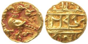Vijayanagar, Achyuta Deva Raya (1529-1542 AD), Gold 1/2Pagoda, 1.7g, Gandabherunda (2-head