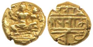 Vijayanagar, Ramachandra, Gold Pagoda, Vishnu and Lakshmi seated on obv., rev. Nagari lege
