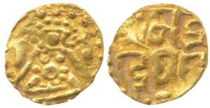 Kalachuris of Tripuri, Gangeyadeva (c. AD 1015-40), Gold Masha, 0.97g (matches with double