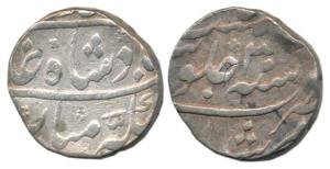 Ahmad Shah Bahadur, Silver Rupee, 11.53g, Murshidabad Mint, RY 3. About Very Fine.