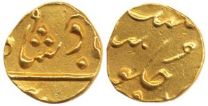 Gold 1/3 Mohur or Panchia, struck at the Ahmedabad Mint, (circa 1800-15 AD), AH (124)9, (S