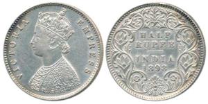 Victoria Empress, Silver ½ Rupee, 1898, A / I / ’C’ incused. Extremely Fine.