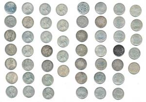 Victoria Queen and Empress, Silver Rupee, 1840, continuous legend (2), 1862, dot, 1862 no 