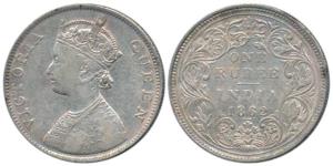 Victoria Queen, Silver Rupee, 1862, B / II / 2 / 3. Fine+, Rare.