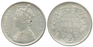 Victoria Queen, Silver Rupee, 1862, A / II / 0 / 11. Very Fine, Rare.