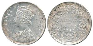 Victoria Queen, Silver Rupee, 1862, A / II / 0 / 13 dots. Very Fine+, Rare.