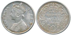 Victoria Queen, Silver Rupee, 1862, B / III. Very Fine+, Scarce.