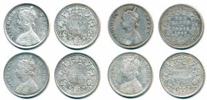 Victoria Queen, Silver Rupee, 1862, B / II / 2 / 0, A / I / 0 / 0, A / II / 0 / 6, A / II 