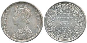 Victoria Queen, Silver Rupee, 1875, Bombay Mint, C1 / II / dot. Fine+, Scarce.