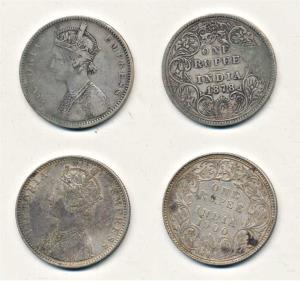 Victoria Empress, Silver Rupee, 1878, A3 / II / variant; 1900, C4 / I / ’B’ incused. Very 