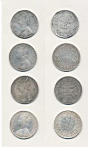 Victoria Empress, Silver Rupee, 1883, A3 / I / ’B’ raised, 1884, A3 / II / bottom ’B’ rais